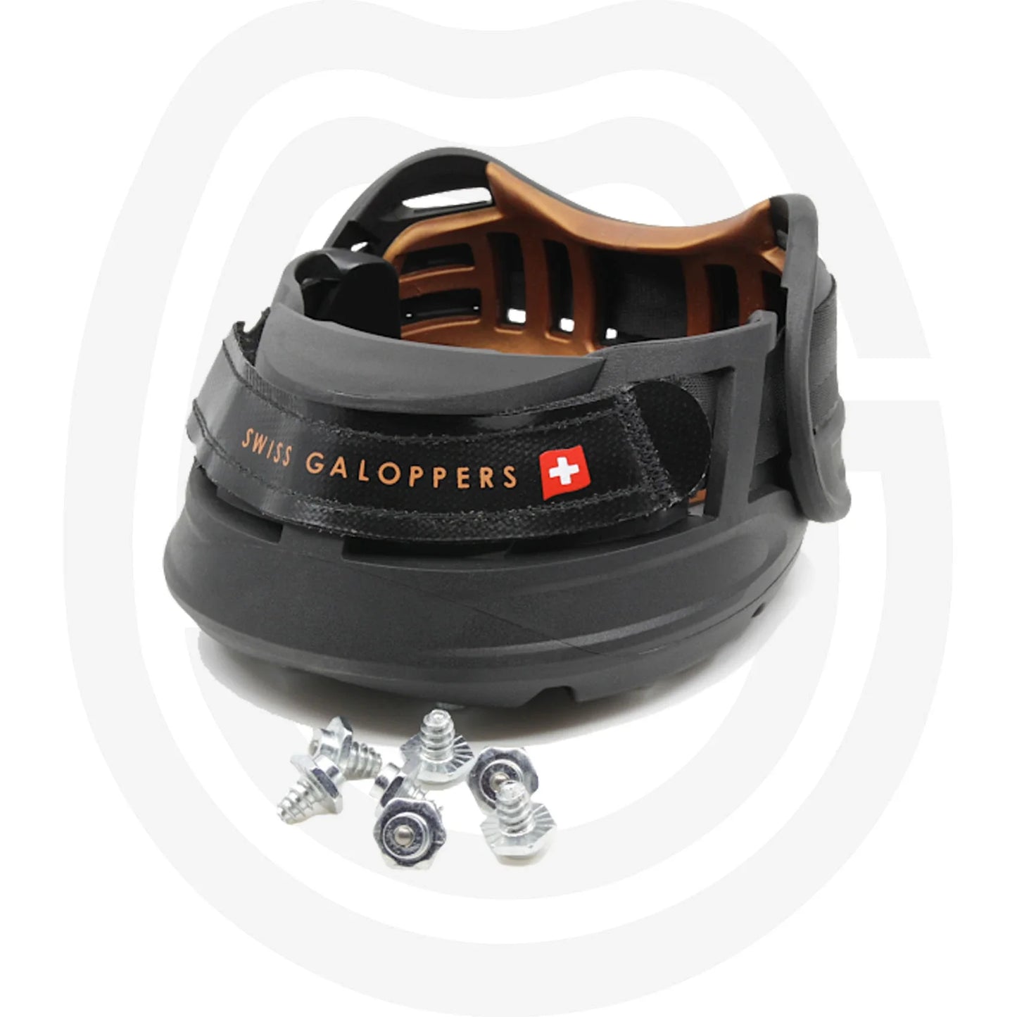 Der Swiss Galoppers Hufschuhe SG-X Winter Boot ist mit sechs, speziell für unsere Hufschuhe entwickelten Spikes aus verzinktem Stahl vor-konfektioniert und bietet optimalen Halt bei Eis, Schnee oder auch bei matschigen und tiefen Bodenverhältnissen. 